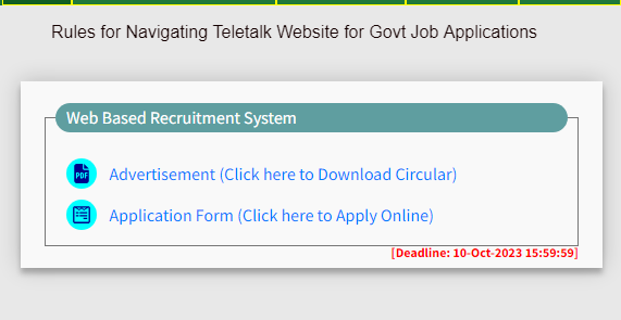 Rules for Navigating Teletalk Website for Govt Job Applications