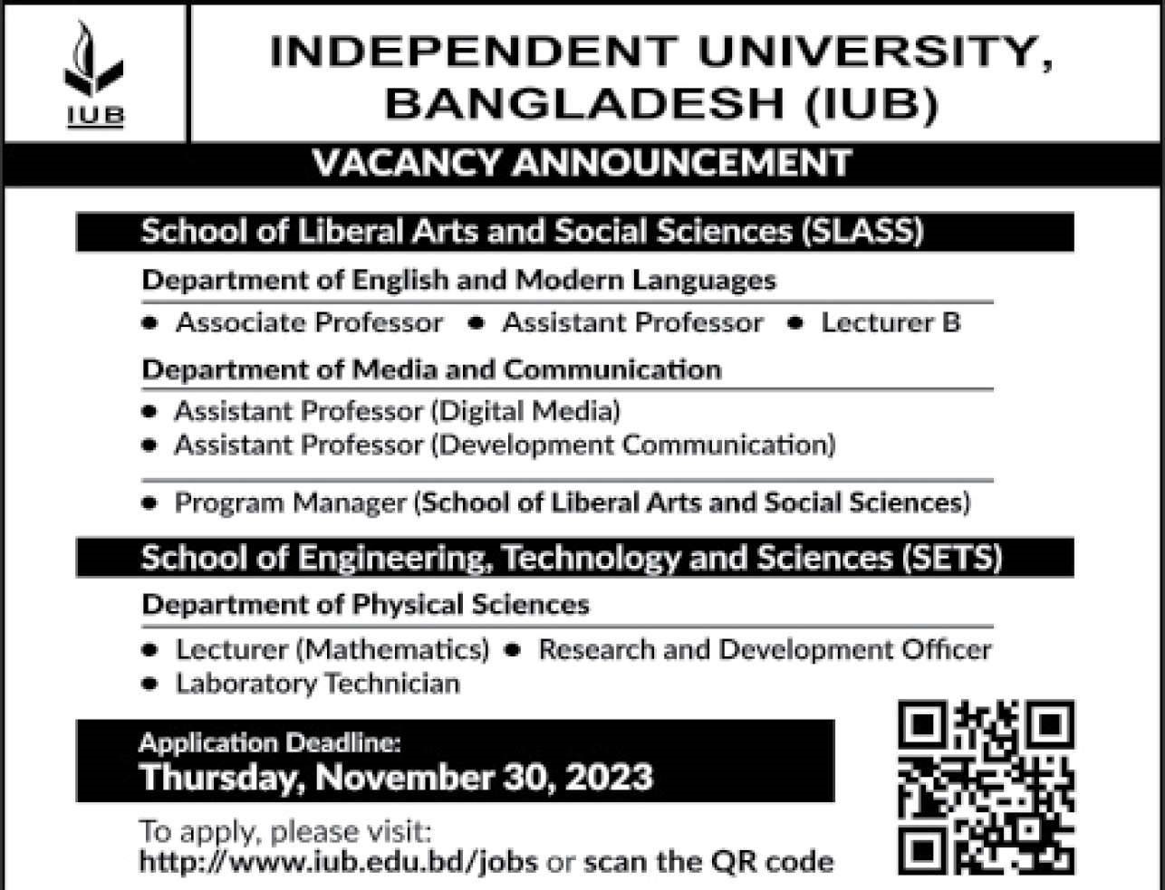 Independent University, Bangladesh (IUB) Job Circular 