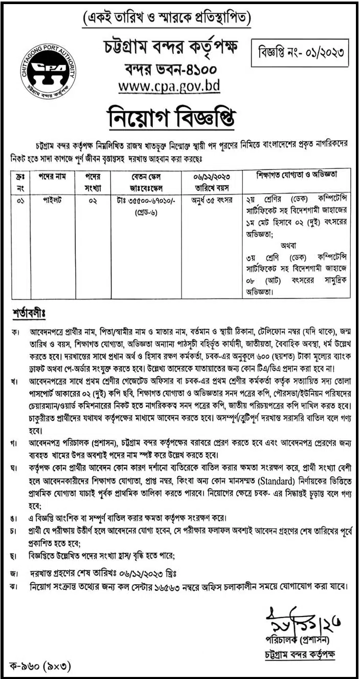 Chittagong Port Authority Job 2023