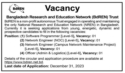 Bangladesh Research and Education Network (BDREN) Job Circular