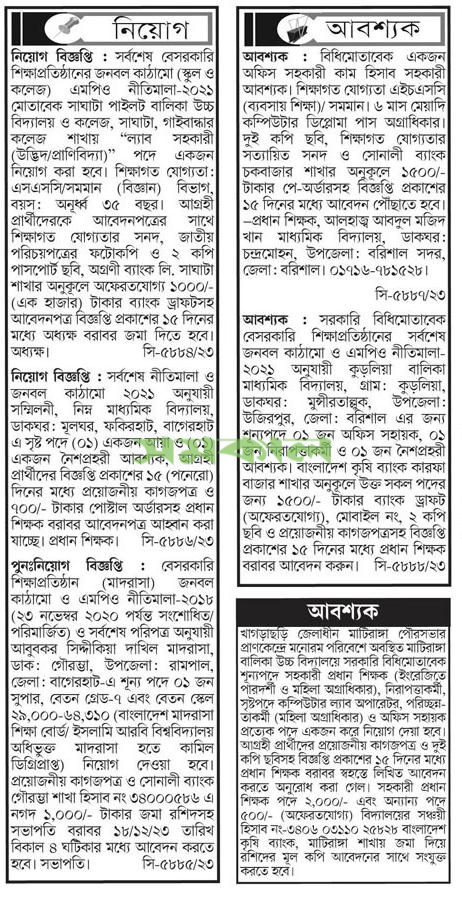 This job news was published on 05, 12. 2023, and collected from the newspaper.
