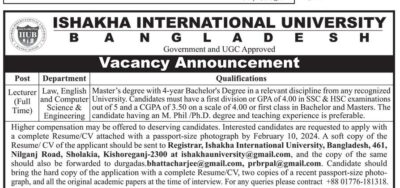 Ishakha International University Job Circular 2024