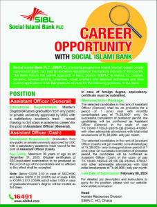 Social Islami Bank Limited SIBL Job Circular 2024